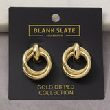 Gold Dipped Twisted Cable Ring Doorknocker Earrings