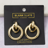 Gold Dipped Oversized Double Ring Doorknocker Earrings