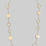 Long Hammered Disc & Open Circle Station Necklace