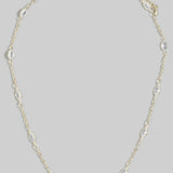 Gold Chain Oval Cz Bezel Station Necklace