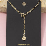Gold Chain Coin Drop Lariat Necklace