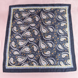 Navy Floral & Paisley Print Square Scarf