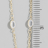 Gold Chain Oval Cz Bezel Station Necklace