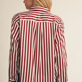 the Daisy Satin Striped Button Top