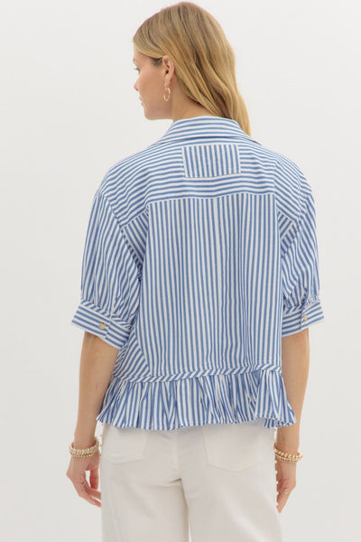the Quinn Blue Stripe top