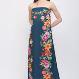 The Alicia Floral Strapless Maxi Dress