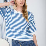 The Ellen Blue Stripe Short Sleeve Knit