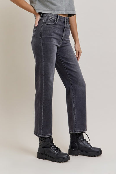Charcoal High Rise Straight Jeans - Hidden Denim   G9