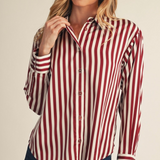 the Daisy Satin Striped Button Top