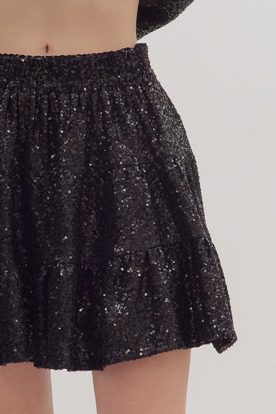 the Lexi Black Sequin Skirt