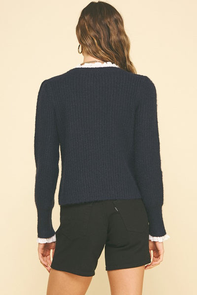 the Aurora Ruffle Trim Sweater