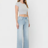 High Rise Side Panel Wide Leg Jeans - Vervet Denim - A9