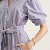 The Cora Chambray Stripe Midi Dress
