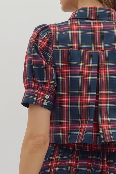 the Greta - Top Navy Plaid