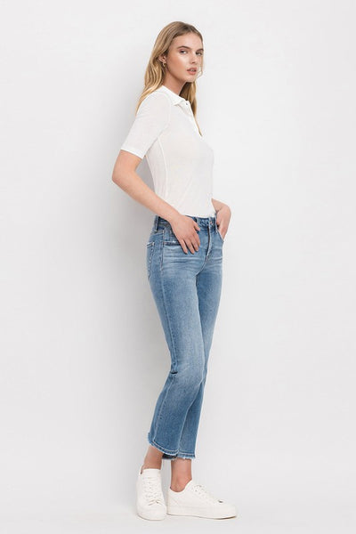 Uneven Hem Mid Rise Straight Denim - Flying Monkey Jeans - H9
