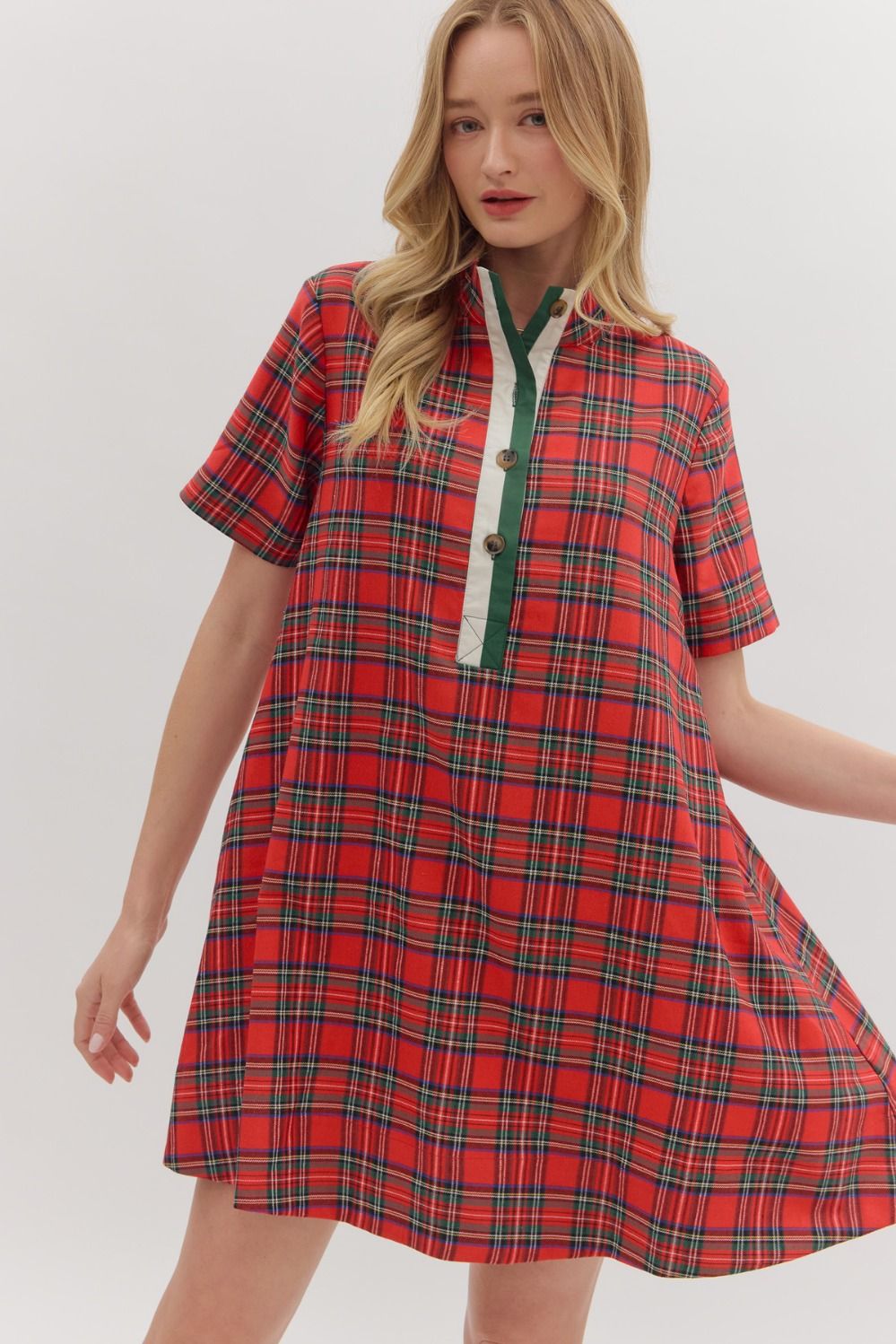 the Joss - Red Plaid Dress