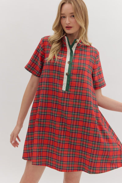 the Joss - Red Plaid Dress