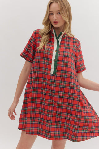 the Joss - Red Plaid Dress