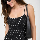 The Dottie Black Smocked Midi Dress