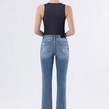 High Rise Slim Straight Mini Cuff Jeans - Lovervet Denim - B2