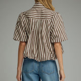 The Marcy Brown Stripe Bubble Hem Top