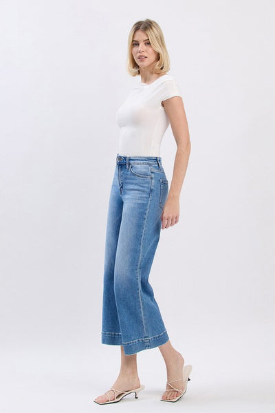 Wide Crop High Rise Jeans - Flying Monkey    D3