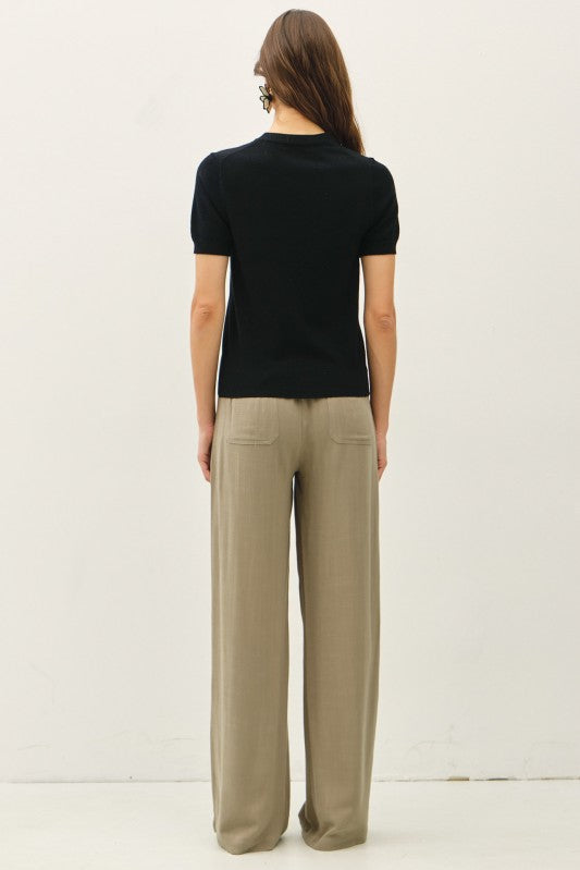 The Ella Short Sleeve Sweater - Black