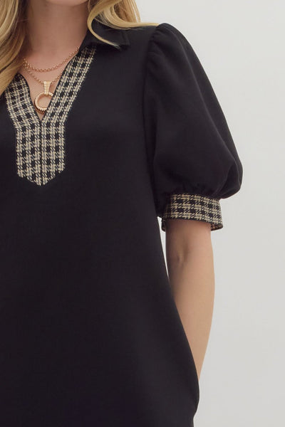 the Mavis Plaid Trim Dress