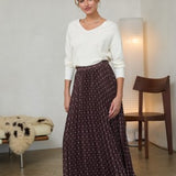 The Leigh Brown Polka Dot Pleated Skirt
