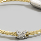 Twisted Cable Bracelet With Rhinestone X Accents