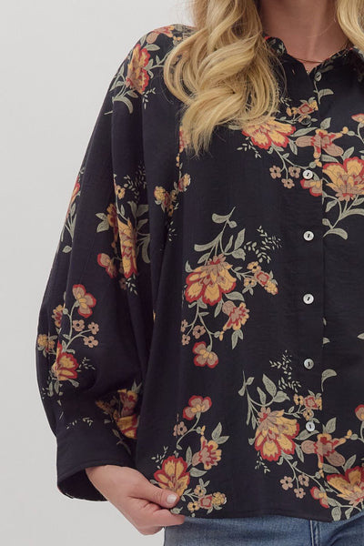 the Berkley - Black Floral Blouse