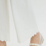 The Bradie - White Scalloped Hem Pants