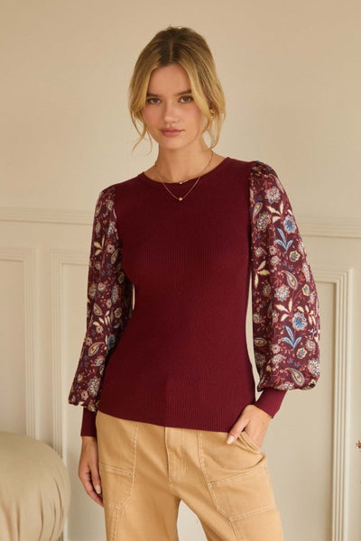 the Cheryl Printed Sleeve Sweater