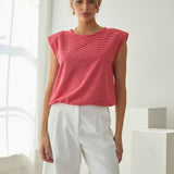 The Jules Red Striped Bubble Top