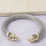 Two Tone Mesh Tube Knot End Cap Cuff Bracelet