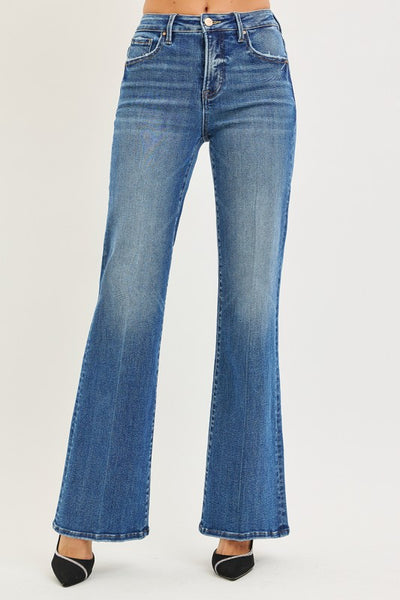 Risen Denim - Tummy Control High Rise Wide Flare Jeans - A7