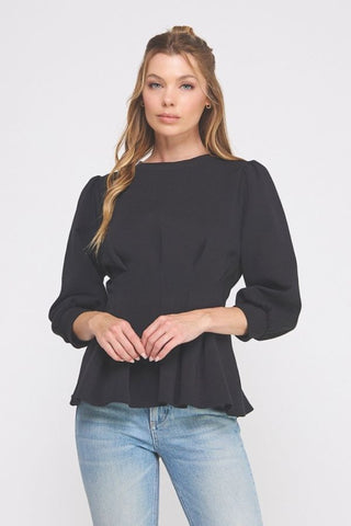 the Allison Black Peplum Top