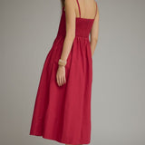 The Elliot Pleated Solid Midi Dress