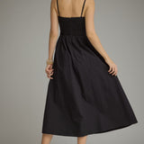 The Elliot Pleated Solid Midi Dress