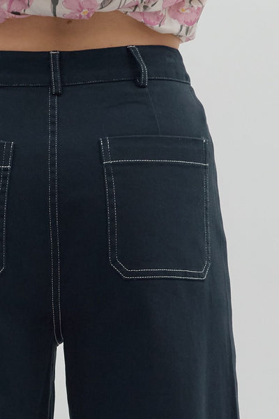 the Mae Front Pocket Pants - Navy