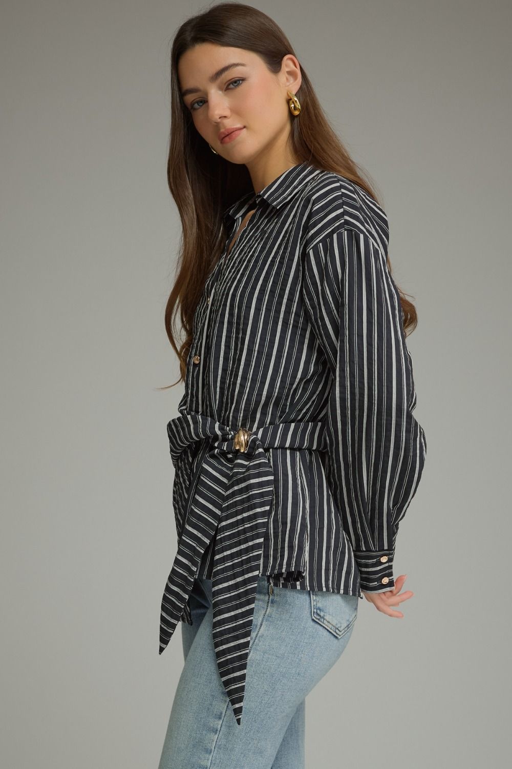 The Naomi Side Tie Stripe Blouse