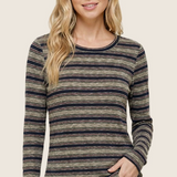 The Lani Olive Striped Long Sleeve Top
