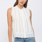 The Helena Eyelet Sleeveless Blouse