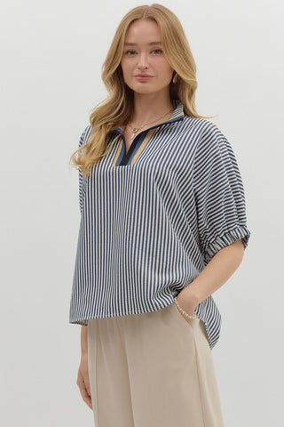 the Ethel - Navy Stripe top