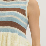 The Peplum Stripe Sleeveless Knit Top