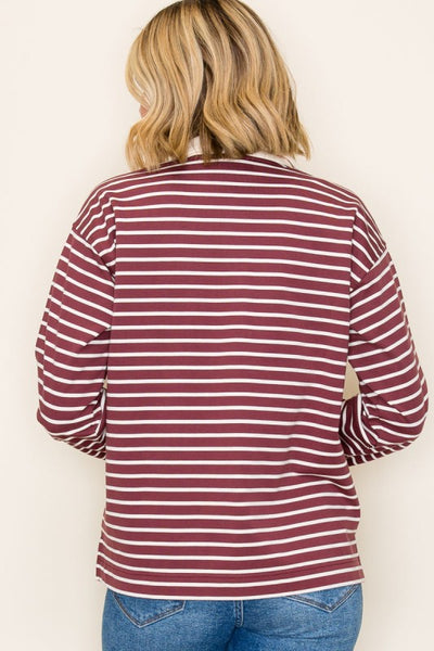 the Robyn - Wine Stripe Sweatshirt