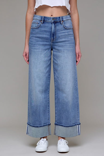 High Rise Relaxed Fit Cuff Jeans - Hidden Denim   G7