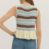 The Peplum Stripe Sleeveless Knit Top