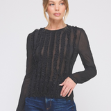 The Neave Ruffle Front Sheer Long Sleeve Top