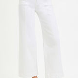 Tummy Control White High Rise Wide Leg Denim - Risen Jeans - B7